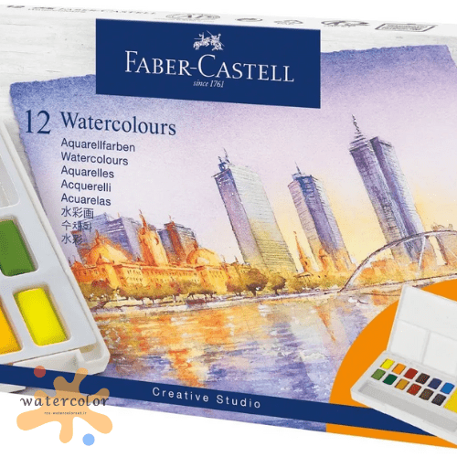 آبرنگ فابر کاستل 12 رنگ همراه با پالت Faber-Castell